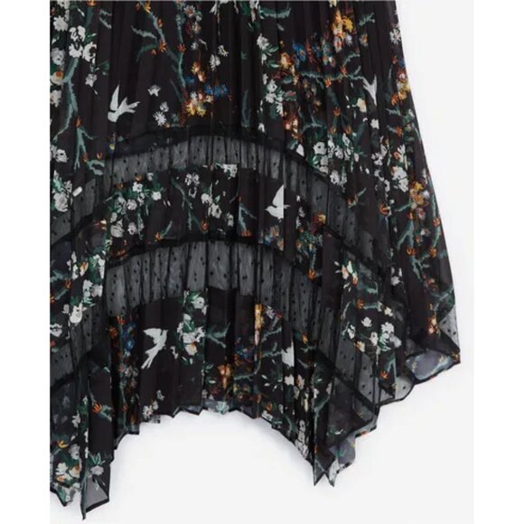 Black Bird Printed Mesh-Detail Midi Skirt - Picture 9 of 11